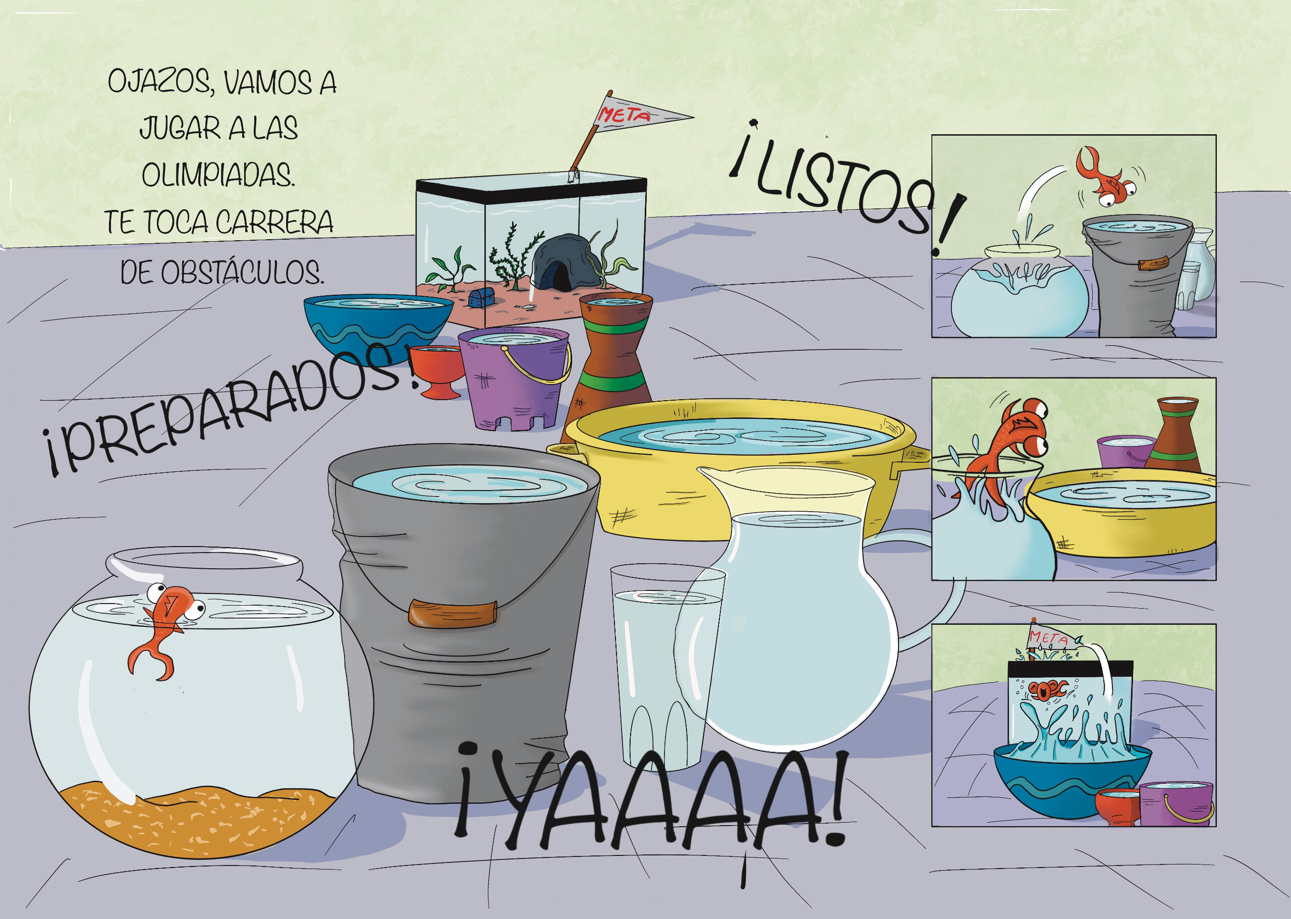 Cubo,jarra,vaso,olimpiadas,circuito